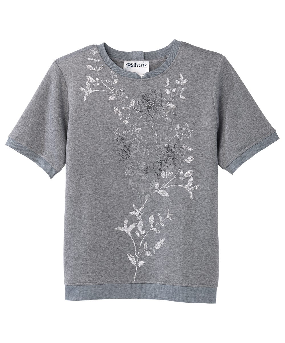 Women's Open Back Floral Fleece Top - Silverts 1