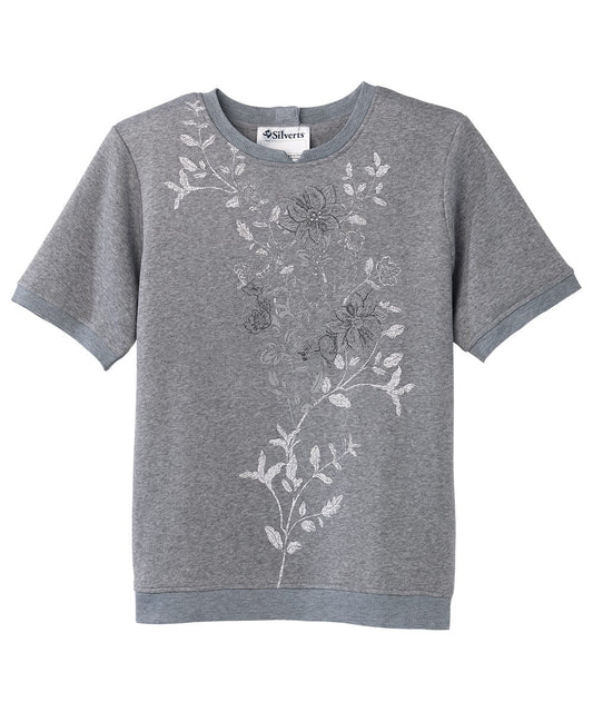 Women's Open Back Floral Fleece Top - Silverts 1