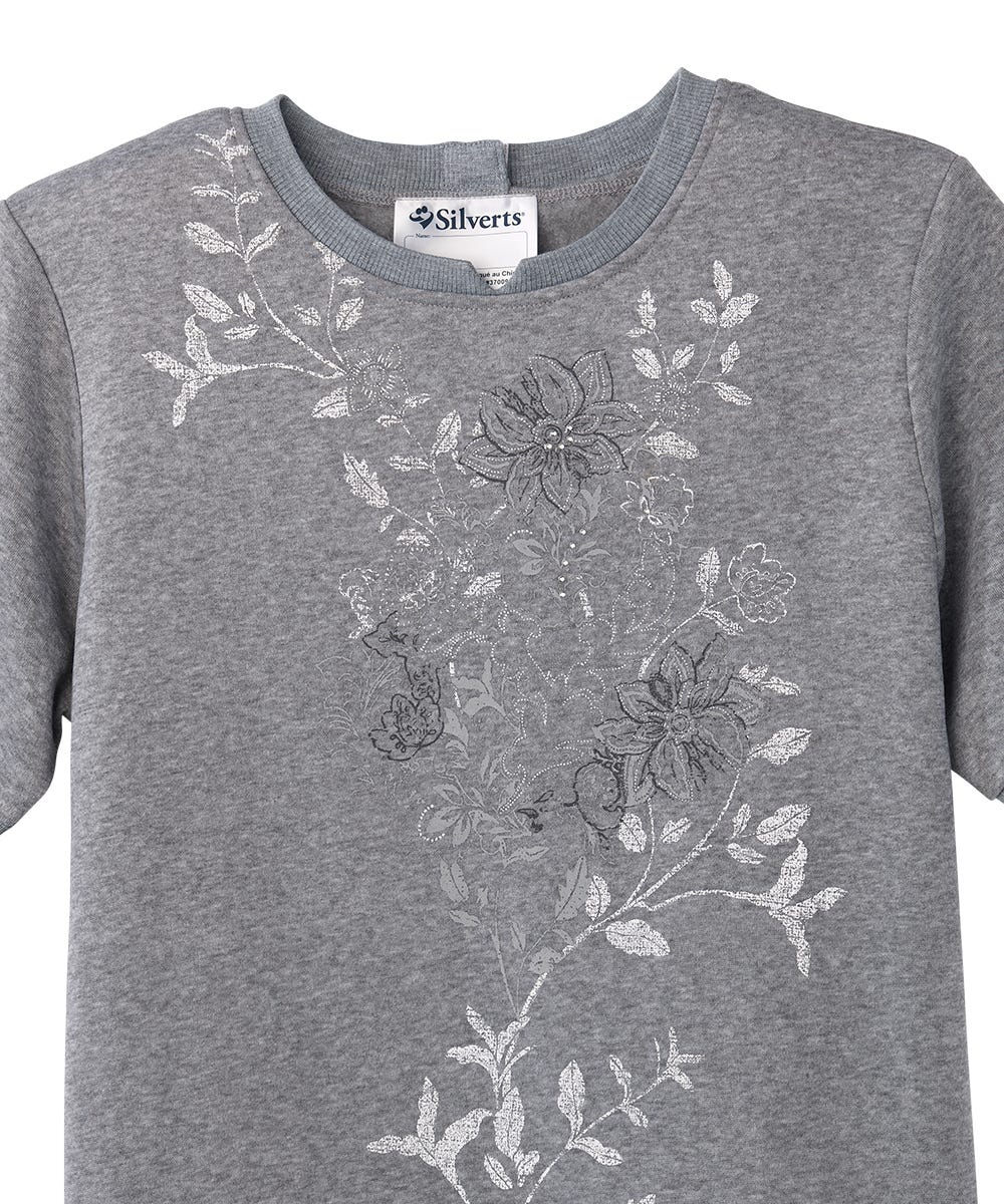 Women's Open Back Floral Fleece Top - Silverts 5