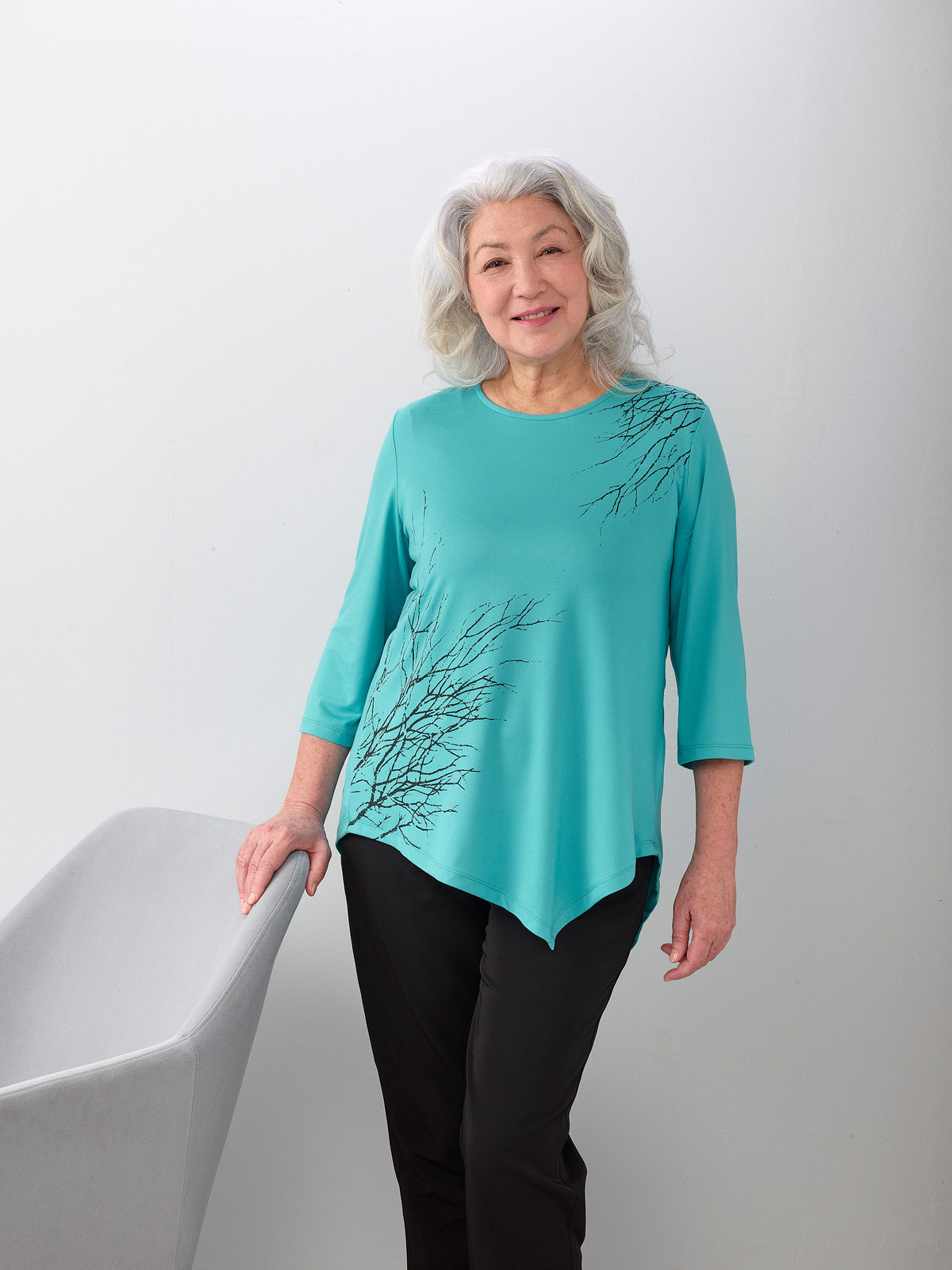 Women's Open Back Asymmetrical Hem Top - Silverts 17