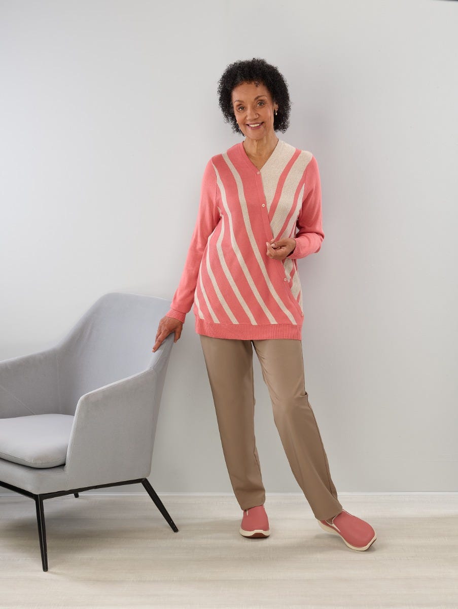 Women's Open Back Stripe Sweater - Silverts 9