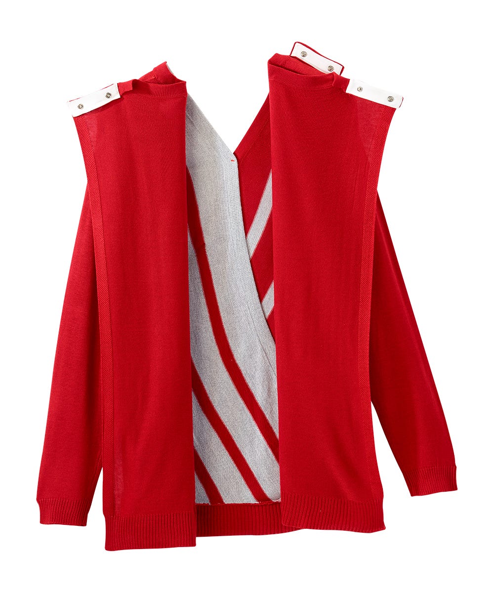 Women's Open Back Stripe Sweater - Silverts 3