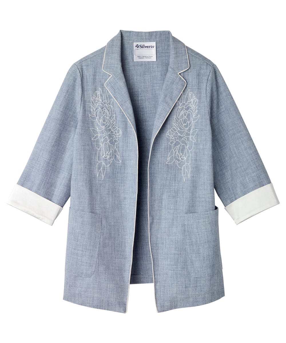 Women's Embroidered Linen Blazer - Silverts 13