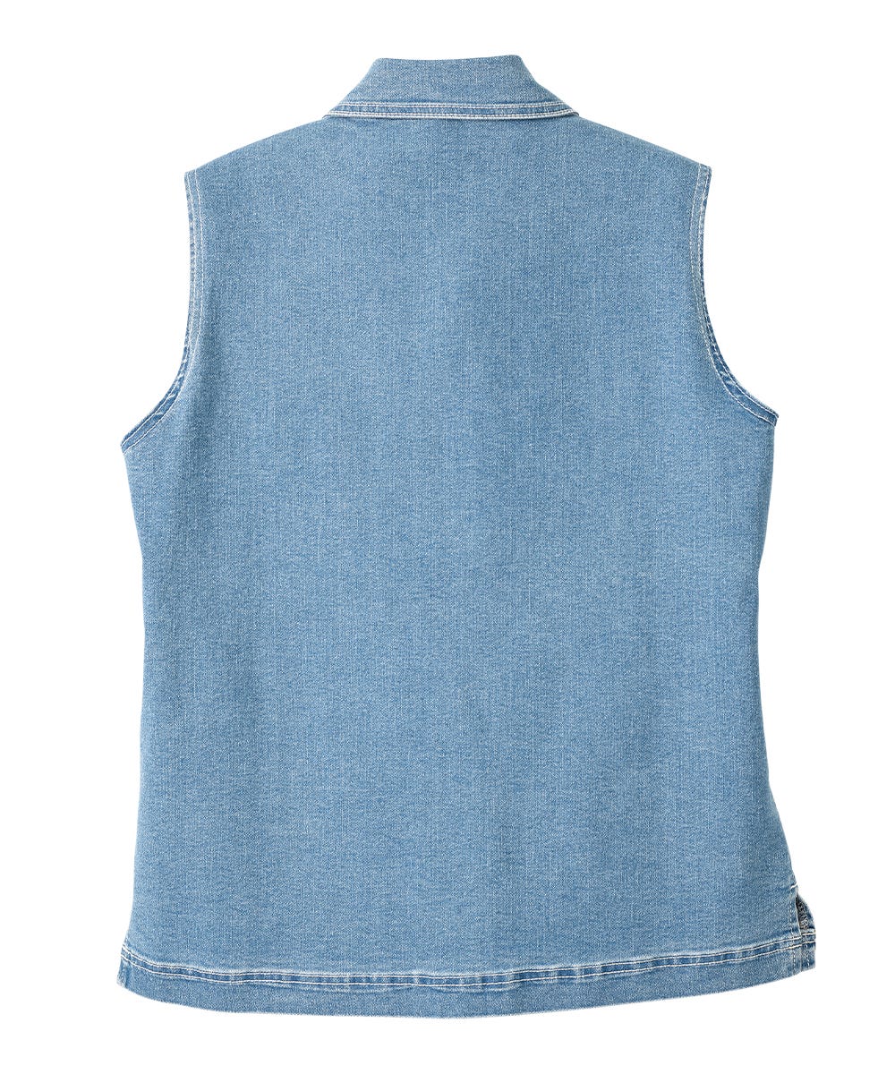 Women's Self Dressing Magnetic Closure Denim Vest - Silverts 3