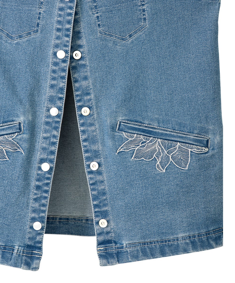 Women's Self Dressing Magnetic Closure Denim Vest - Silverts 6
