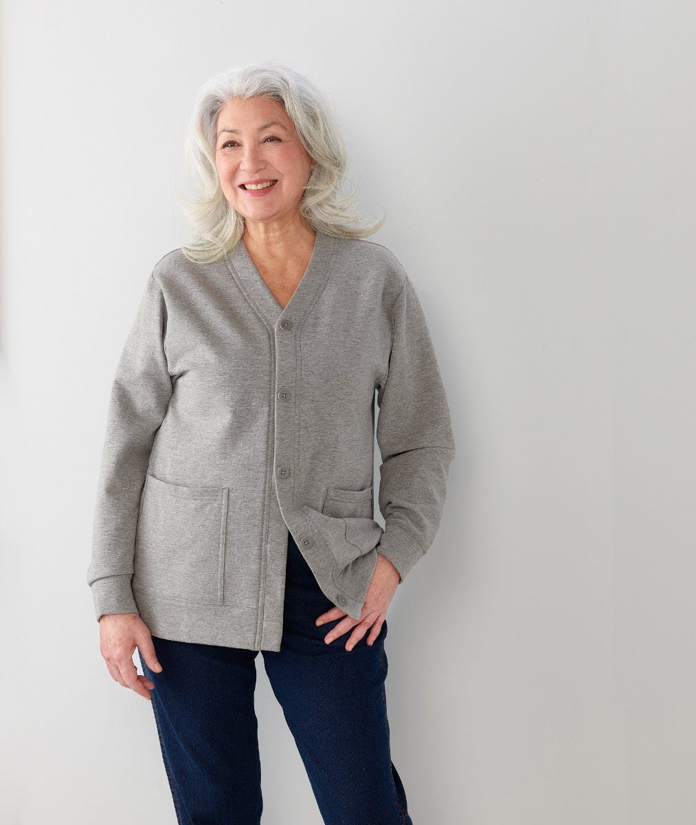 Women's Magnetic Button Fleece Cardigan - Silverts 10