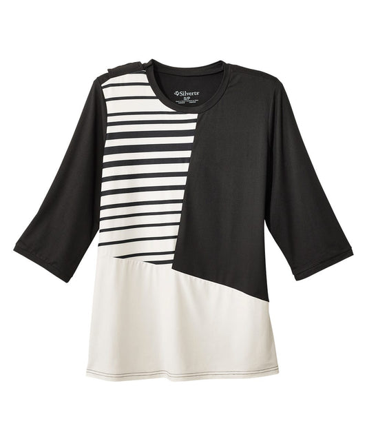 Women's Open Back Color Block Top - Silverts 1