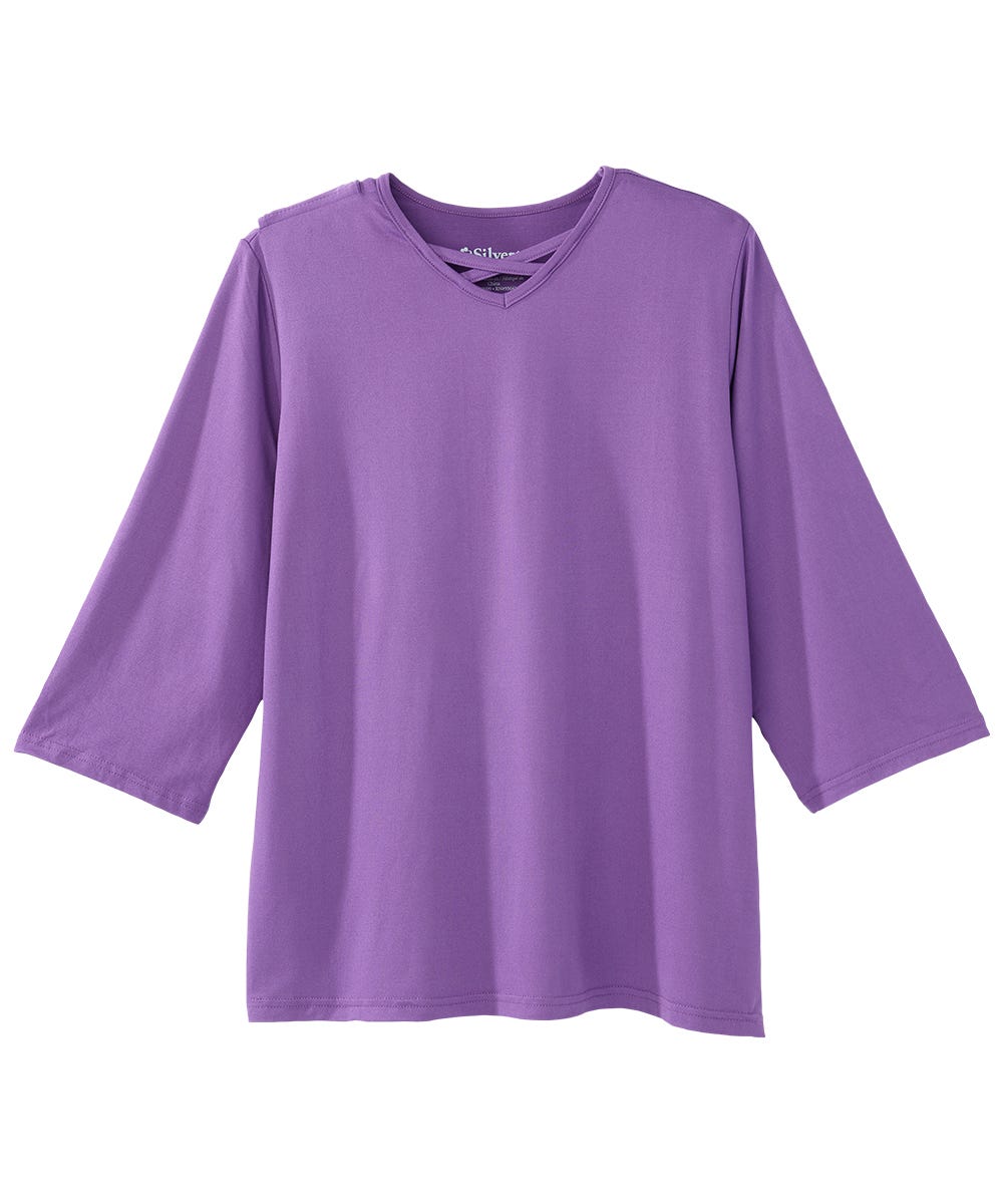 Women's Open Back Criss Cross Neckline Top - Silverts 20
