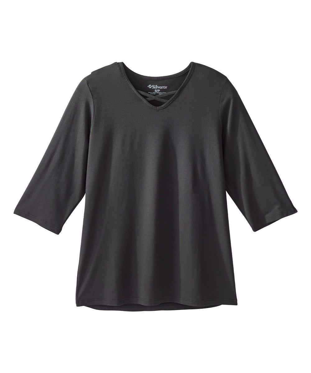 Women's Open Back Criss Cross Neckline Top - Silverts 13