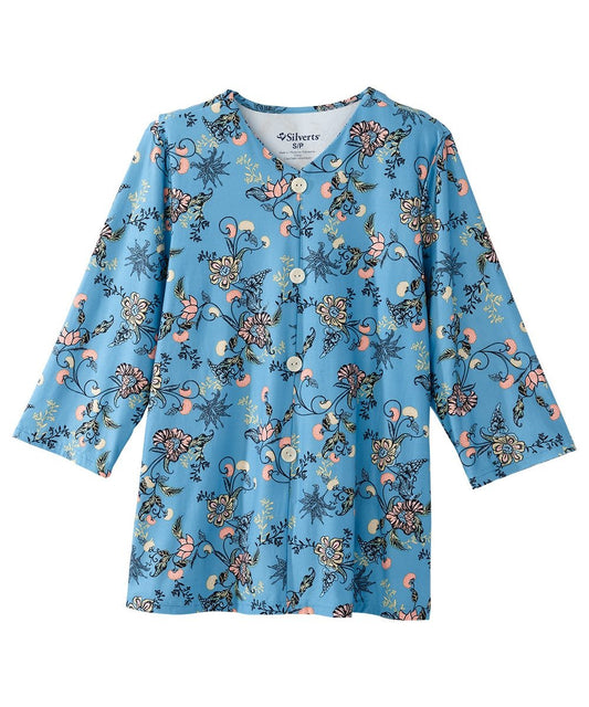 Women's Open Back Faux Button Top - Silverts 1