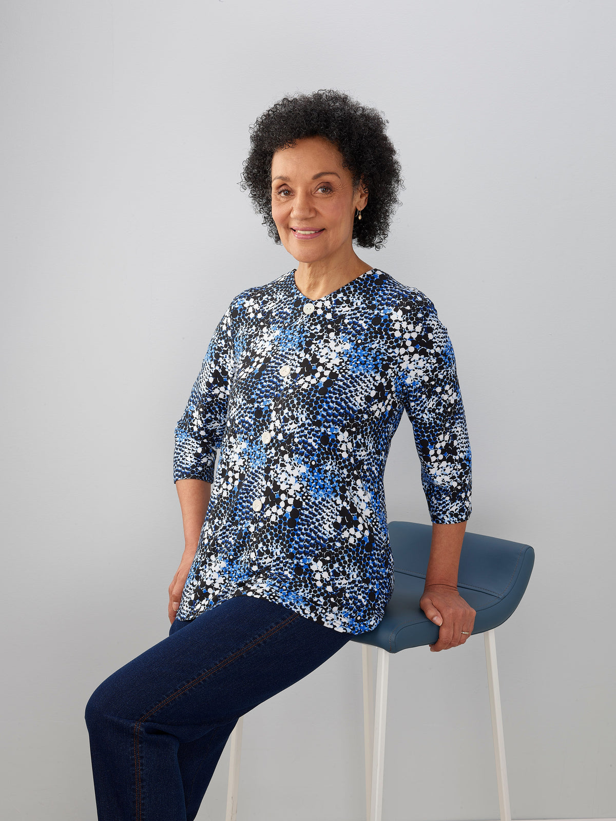 Women's Open Back Faux Button Top - Silverts 26
