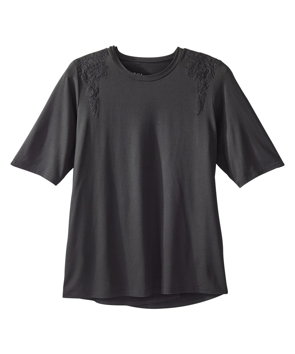 Women's Open Back Embroidered T-Shirt - Silverts 1