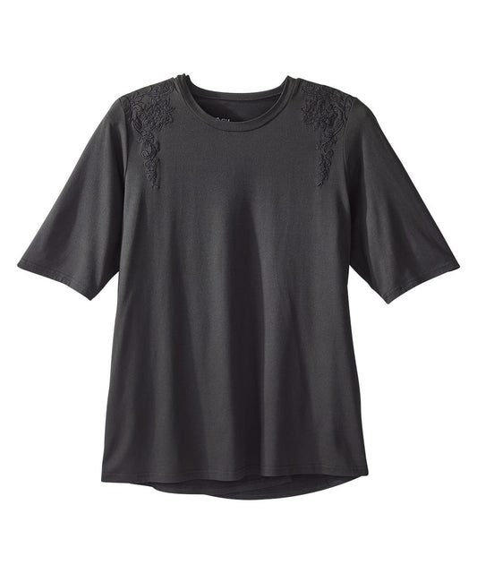 Women's Open Back Embroidered T-Shirt - Silverts 1