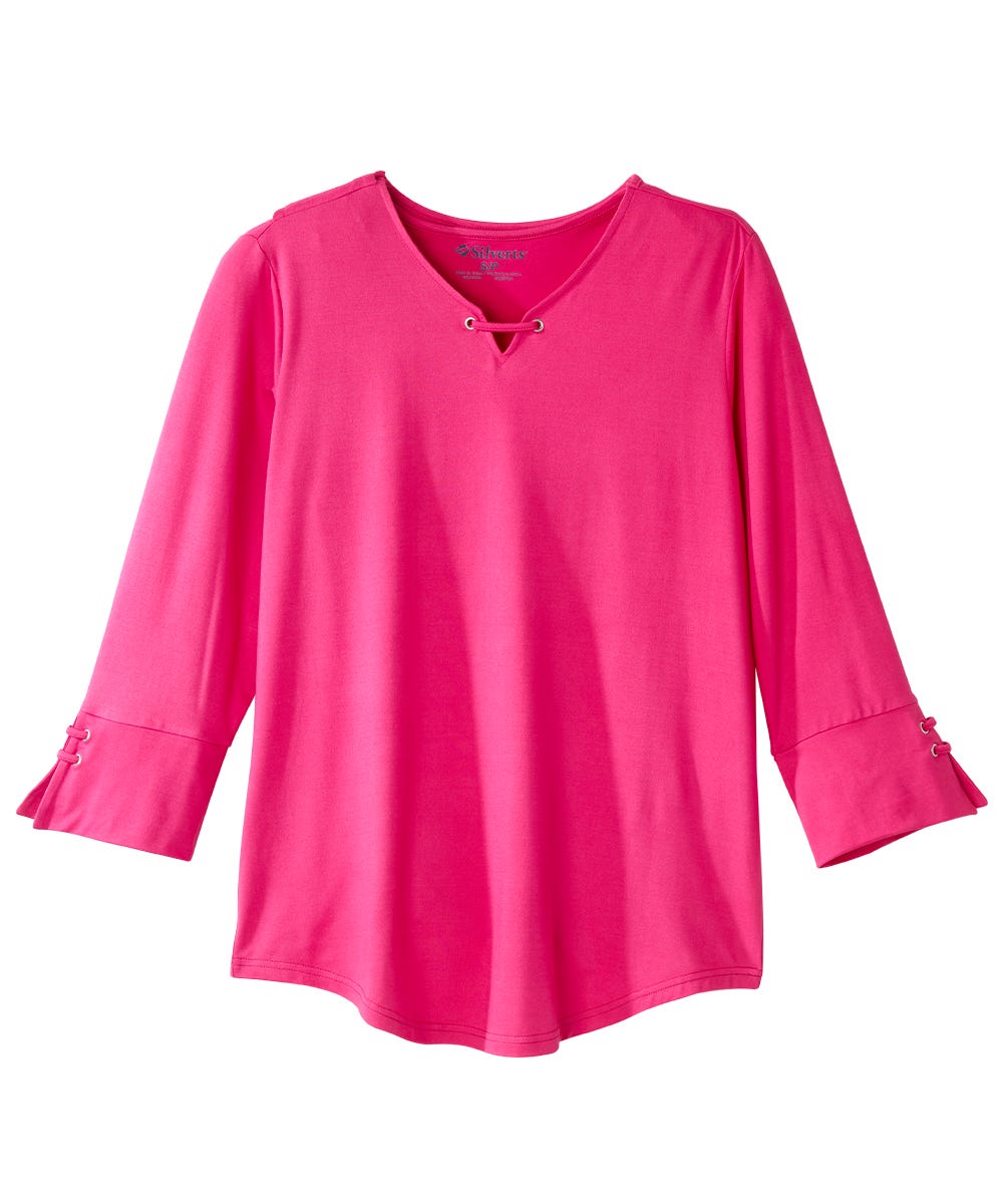Women's Open Back Notched Neckline Top - Silverts 4