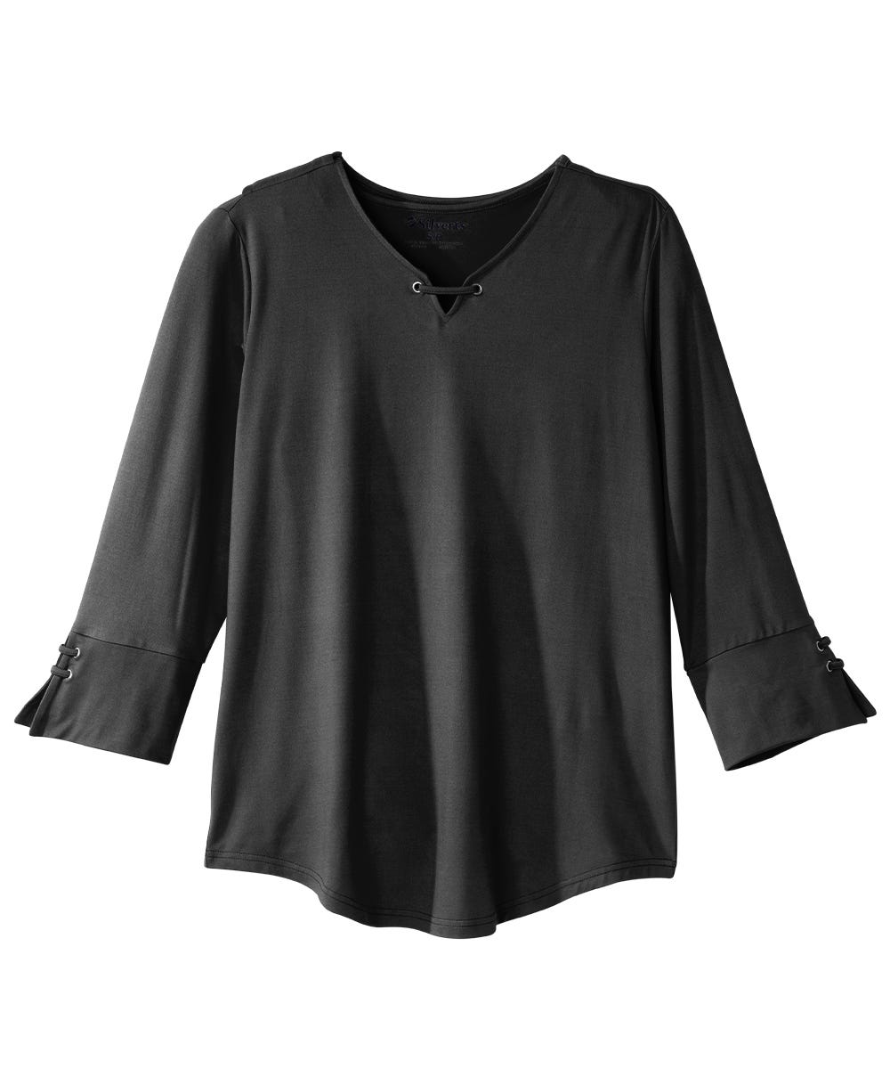 Women's Open Back Notched Neckline Top - Silverts 1
