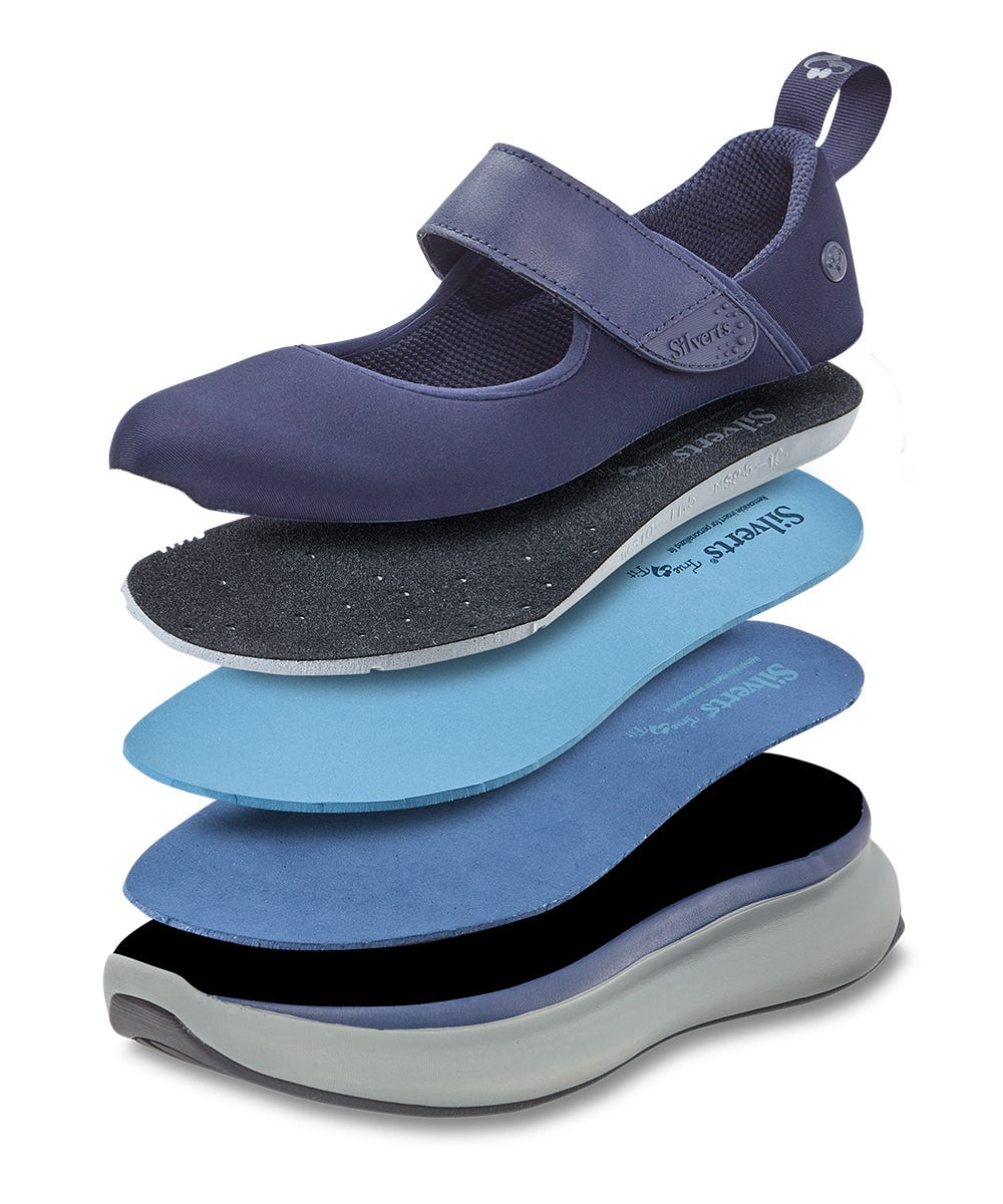 Women’s Easy-On Mary Jane Shoes – Adjustable Fit (Regular to Extra Wide) - Silverts 195
