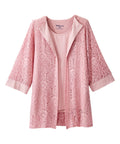 Women's Open Back Lace Blazer Twofer Top - Silverts 1