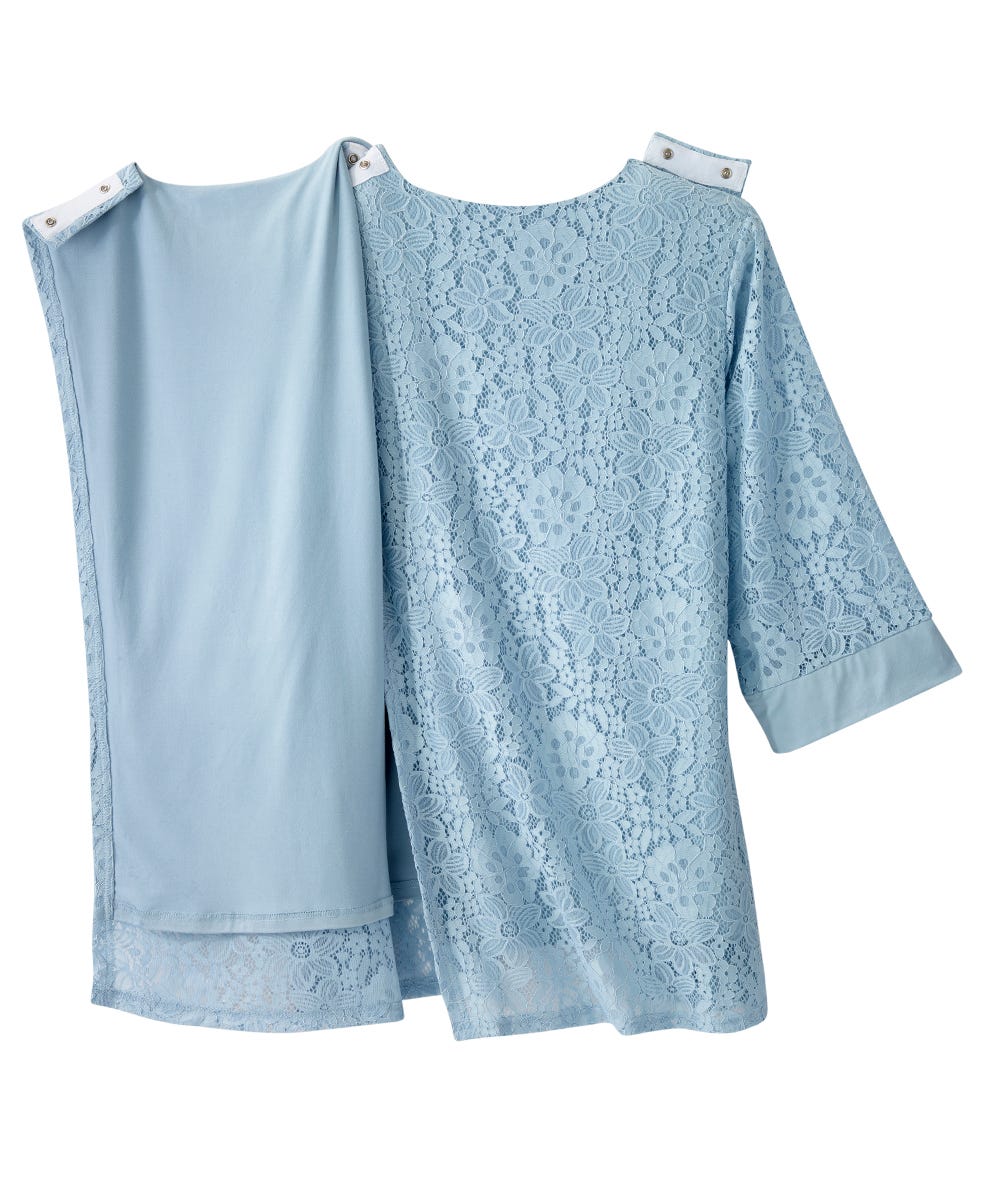 Women's Open Back Lace Blazer Twofer Top - Silverts 16