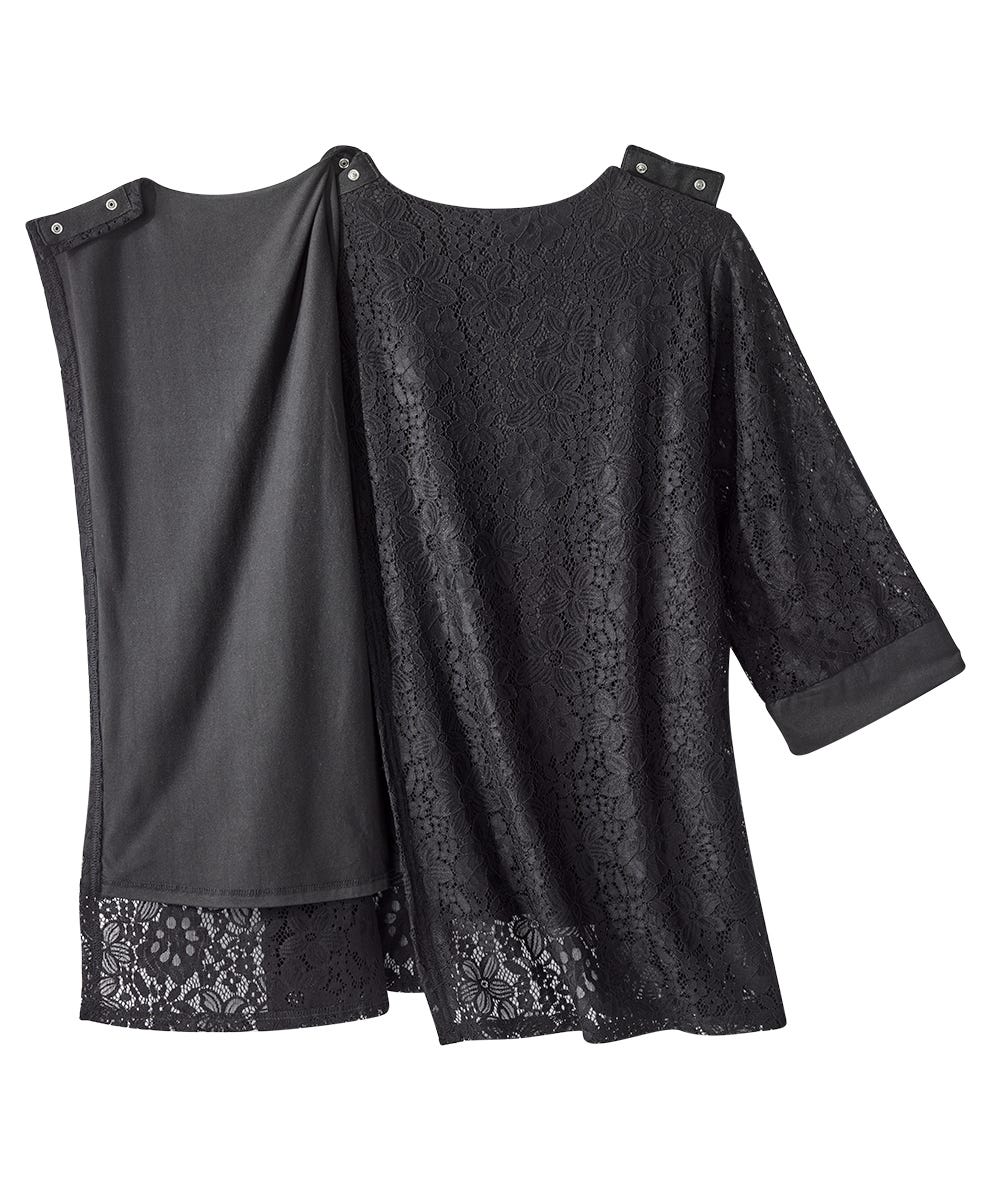 Women's Open Back Lace Blazer Twofer Top - Silverts 5