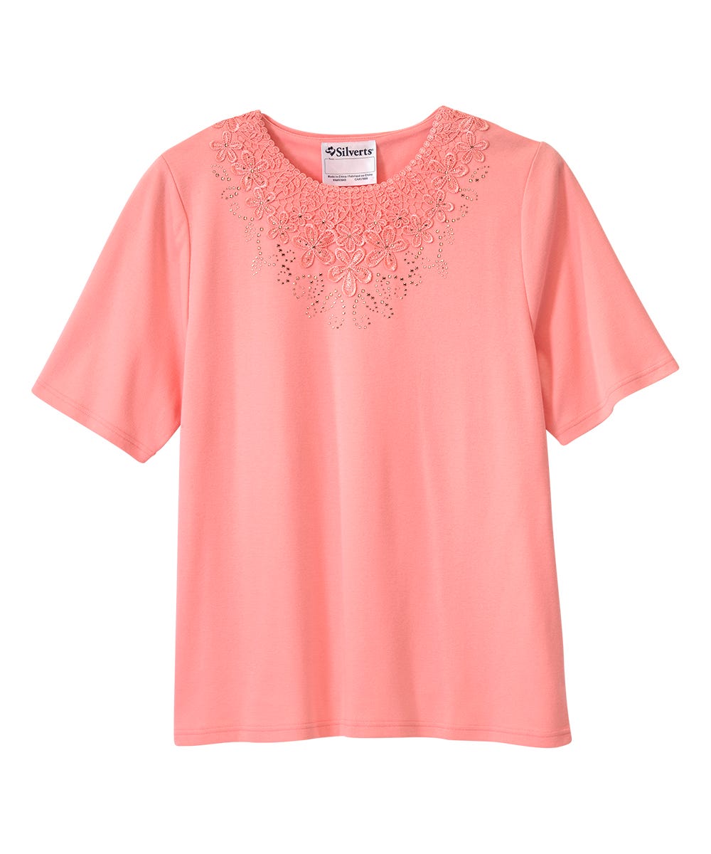 Women's Open Back Embellished Top - Silverts 28