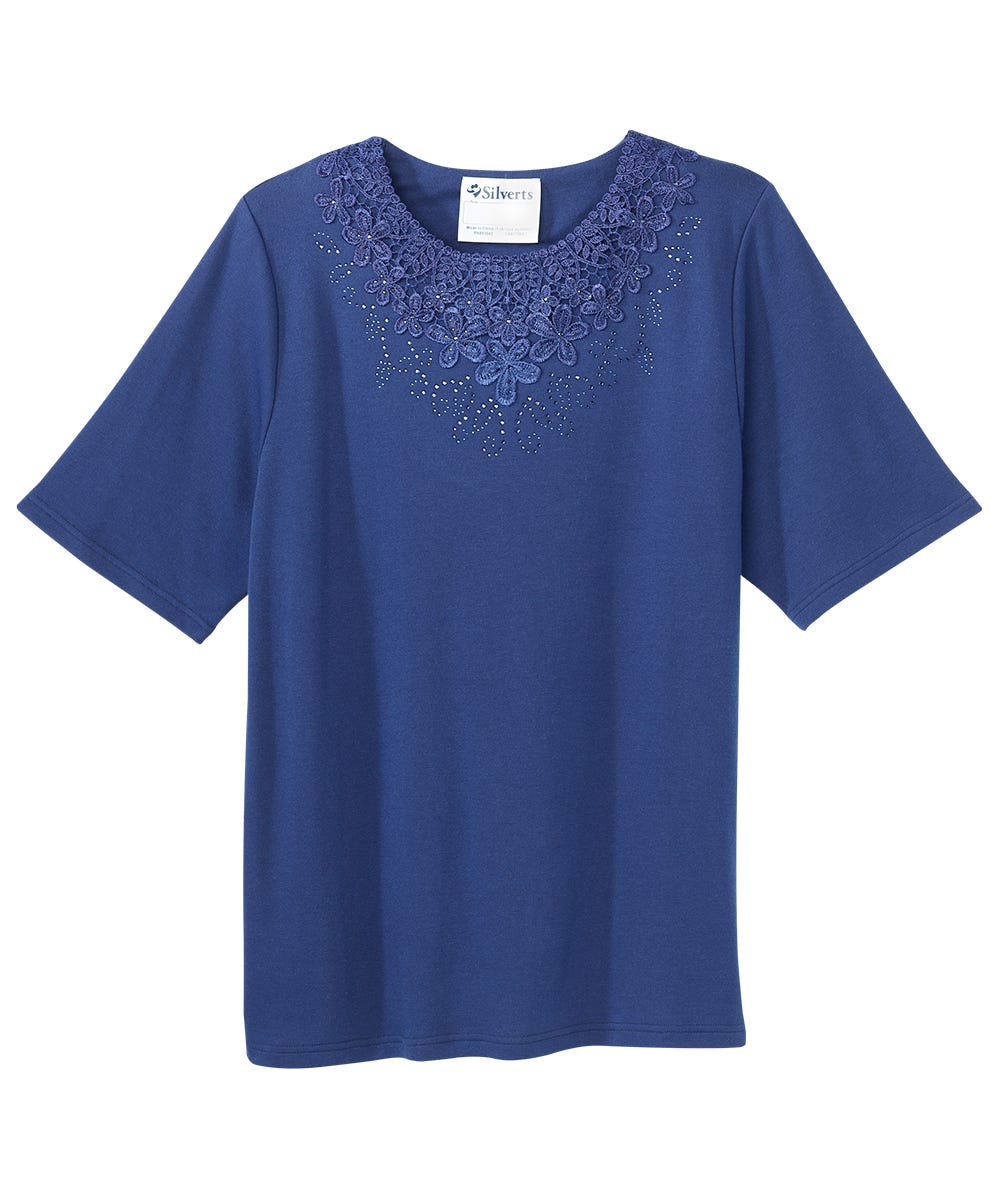 Women's Open Back Embellished Top - Silverts 11