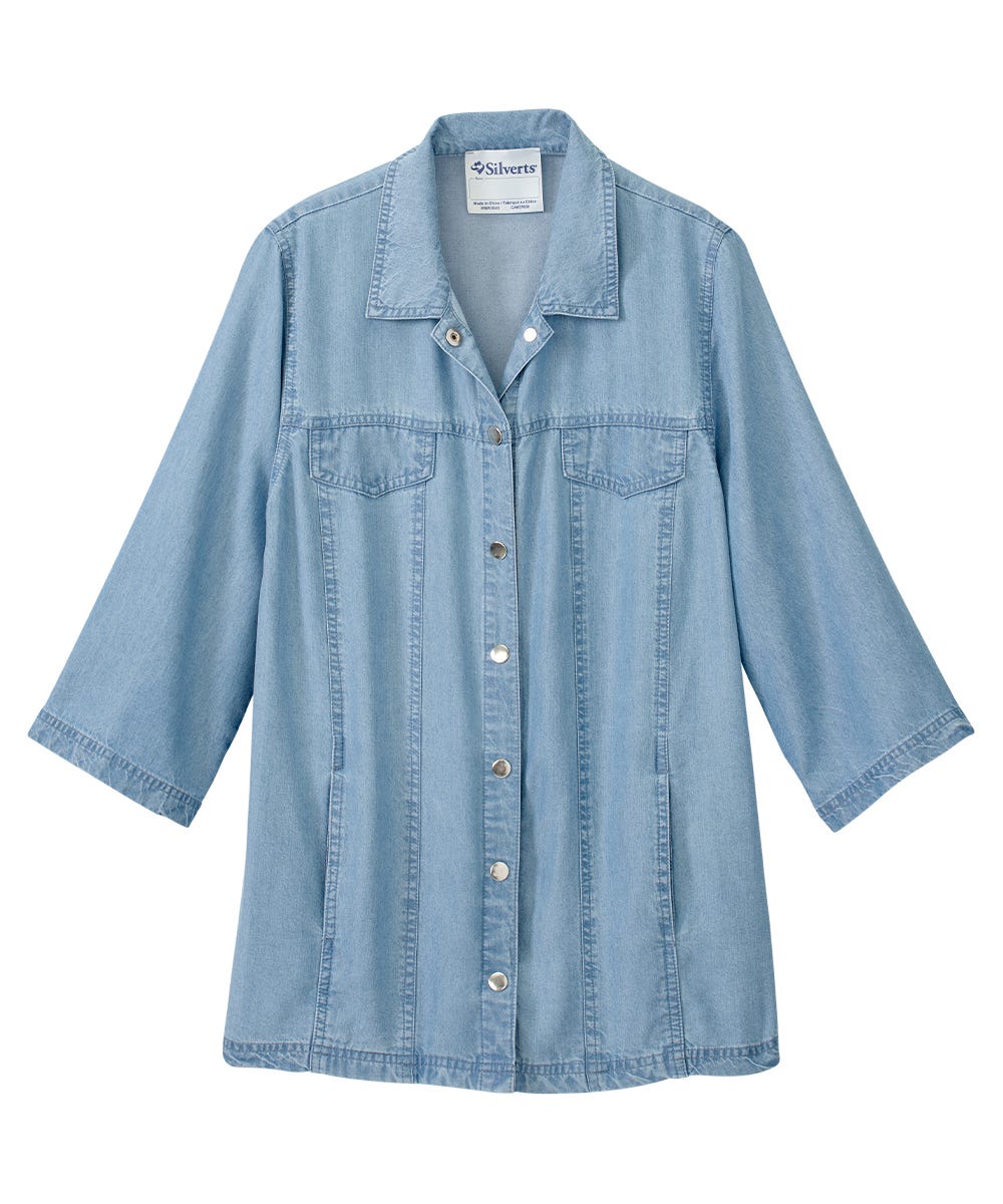 Women's Self Dressing Magnetic Closure Chambray Style Jacket - Silverts 3
