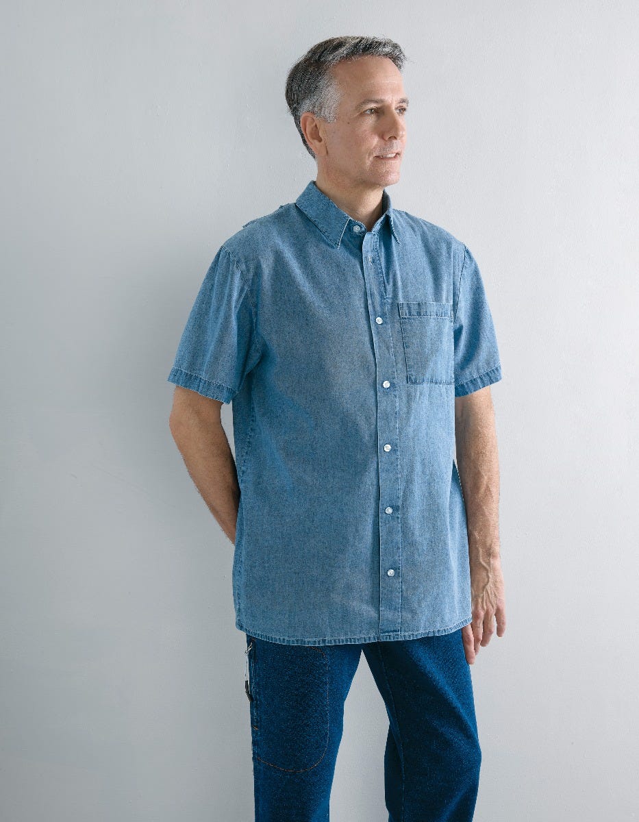 Men's Adaptive Open Back Short Sleeve Dress Shirt - Silverts 7