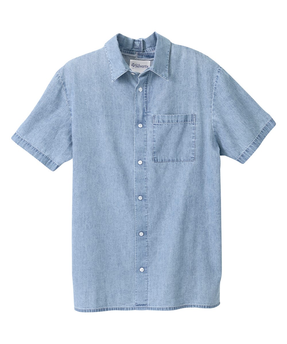 Men's Adaptive Open Back Short Sleeve Dress Shirt - Silverts 5