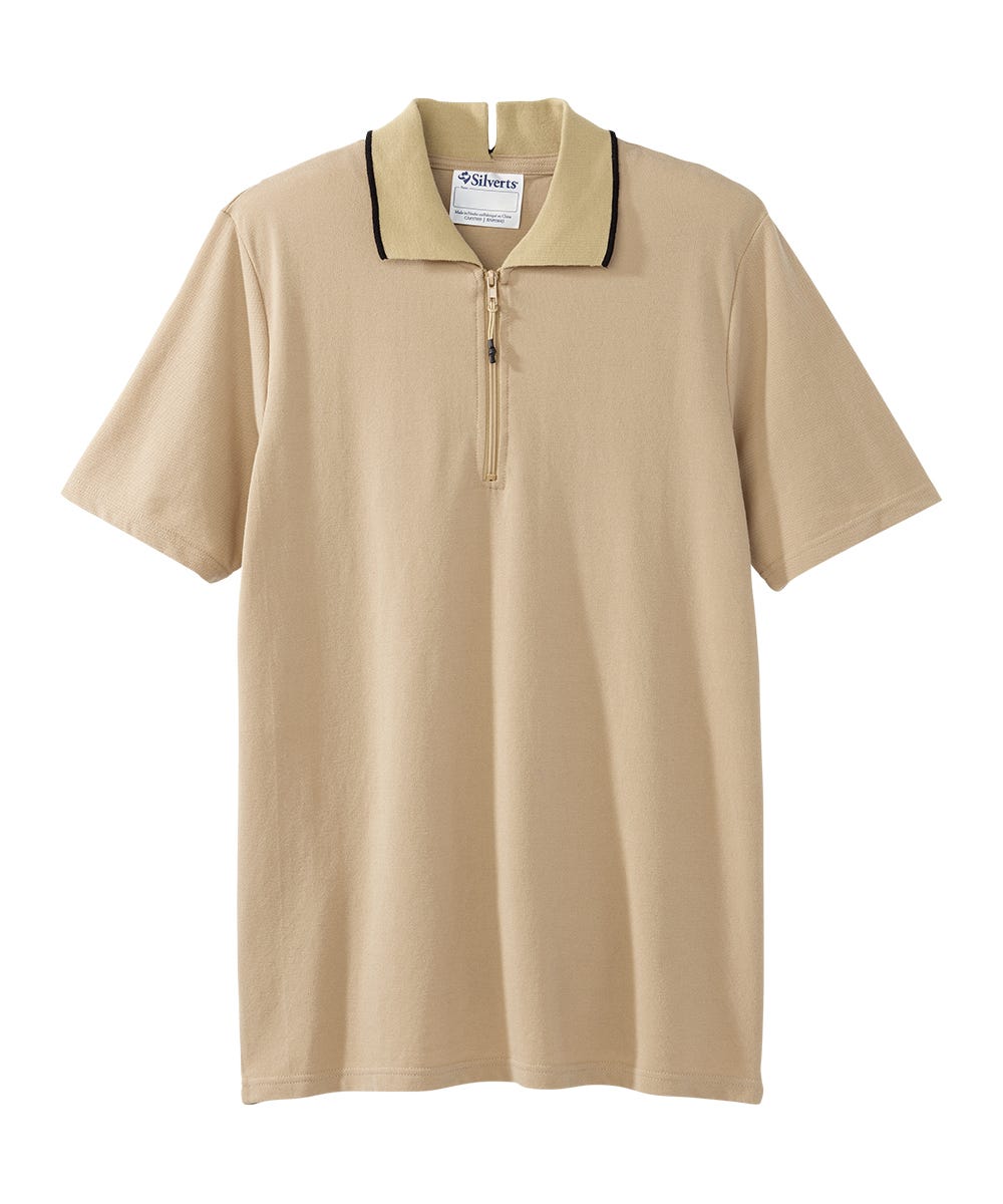 Men's Open Back Polo Shirt with Zip - Silverts 9