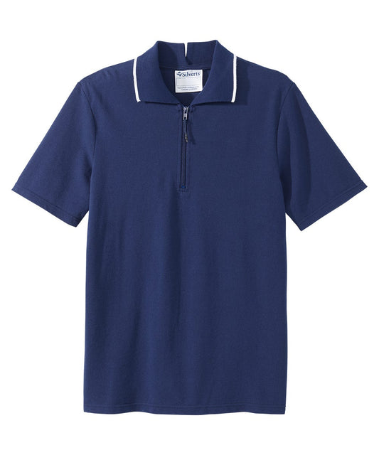 Men's Open Back Polo Shirt with Zip - Silverts 1