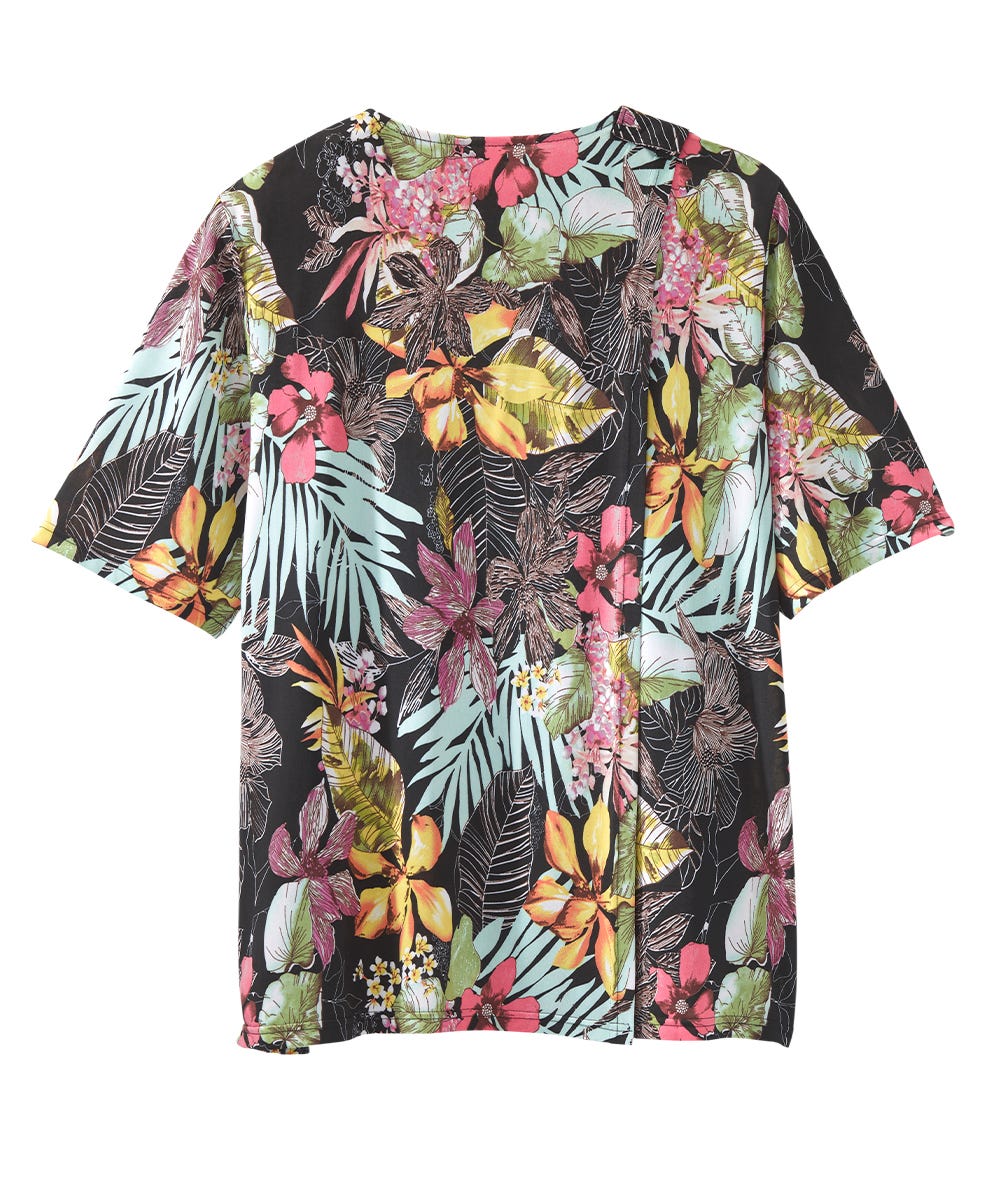 Women's Open Back Short Sleeve Twofer Top - Silverts 10