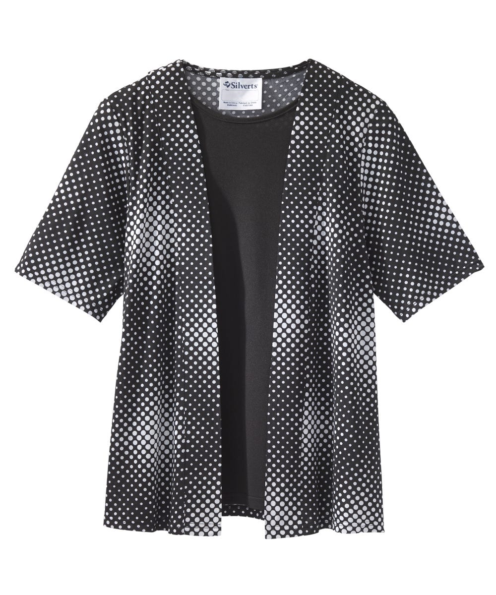 Women's Open Back Short Sleeve Twofer Top - Silverts 1