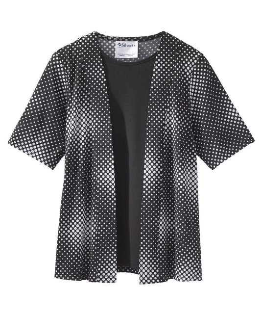 Women's Open Back Short Sleeve Twofer Top - Silverts 1