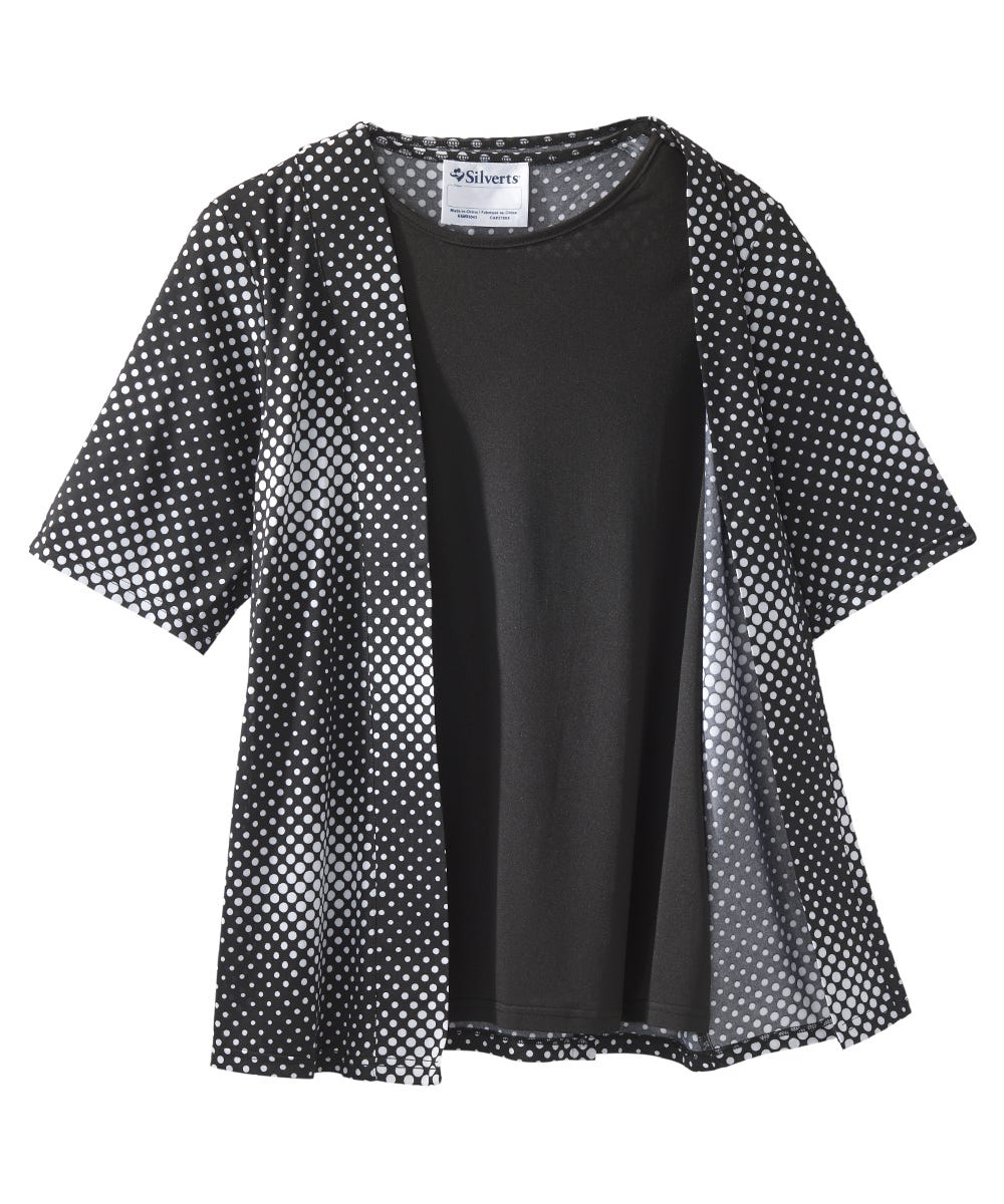Women's Open Back Short Sleeve Twofer Top - Silverts 8