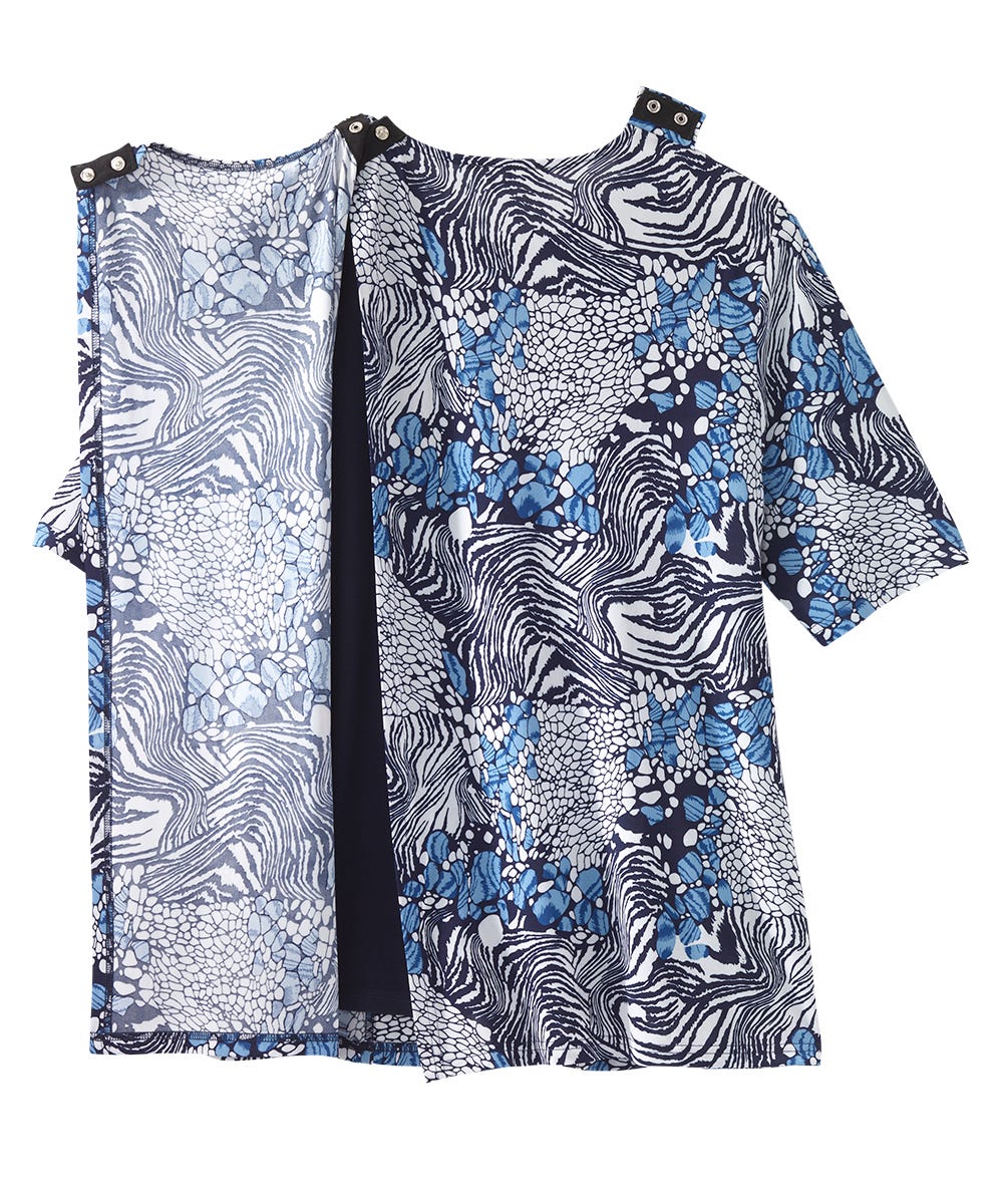Women's Open Back Short Sleeve Twofer Top - Silverts 6