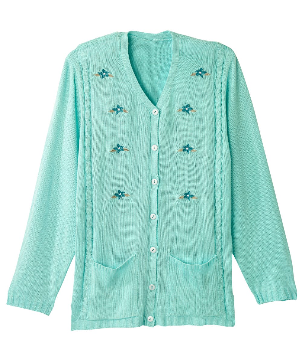 Women's Adaptive Open Back Flower Cardigan - Silverts 10