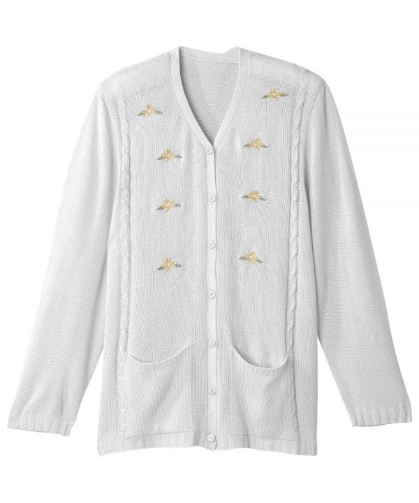 Women's Adaptive Open Back Flower Cardigan - Silverts 1