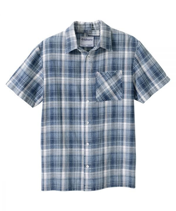 Men's Open Back Printed Short Sleeve Dress Shirt - Silverts 5