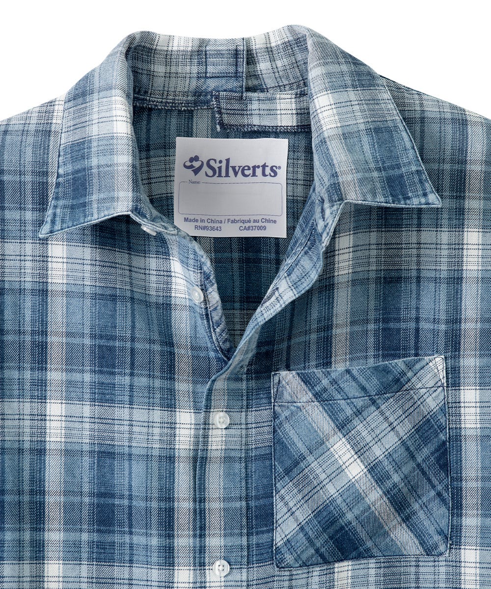 Men's Open Back Printed Short Sleeve Dress Shirt - Silverts 10