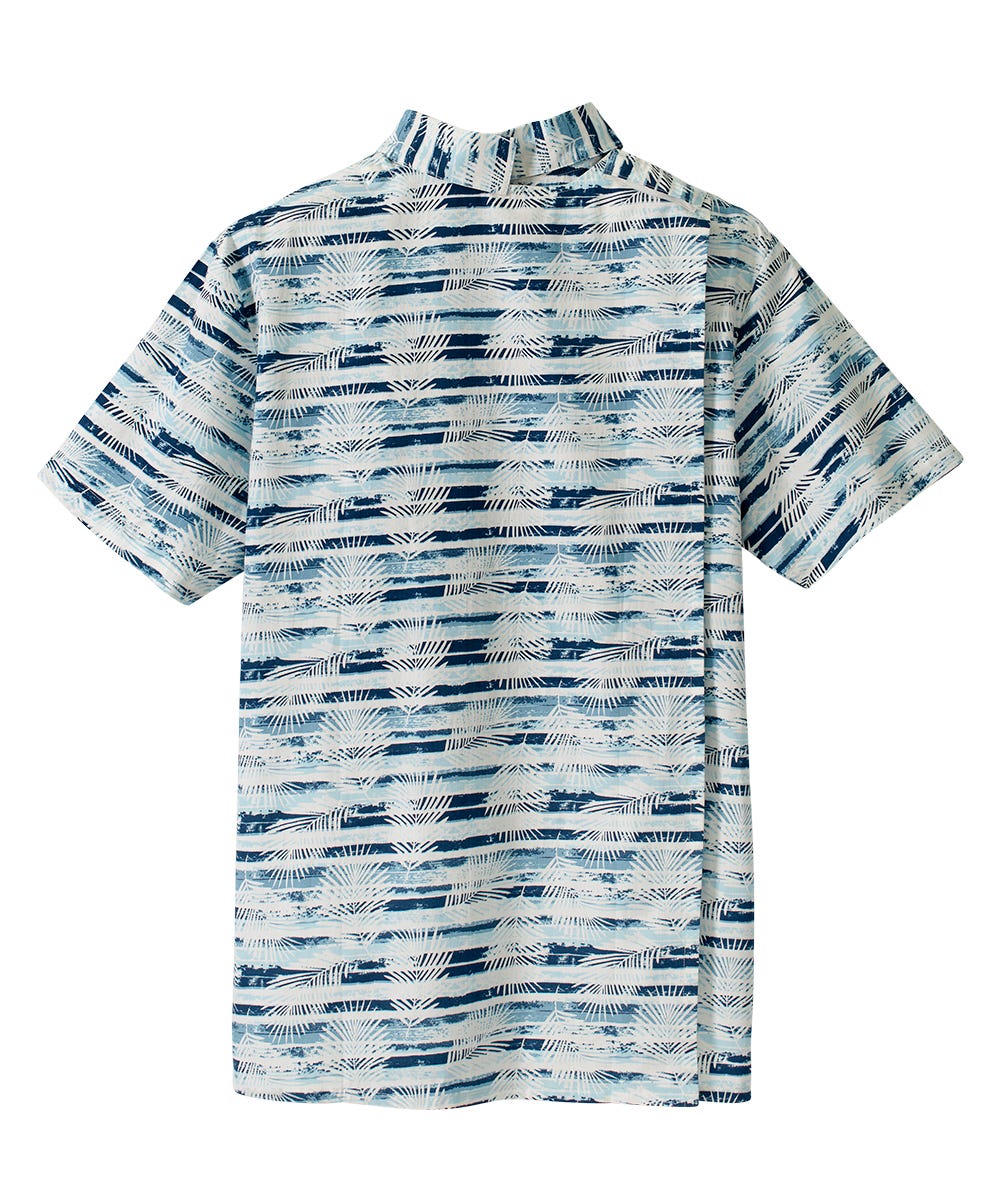 Men's Open Back Printed Short Sleeve Dress Shirt - Silverts 3