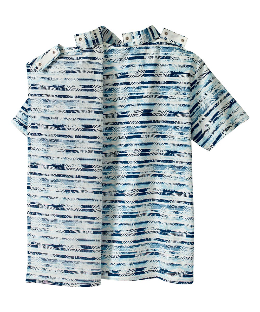 Men's Open Back Printed Short Sleeve Dress Shirt - Silverts 2