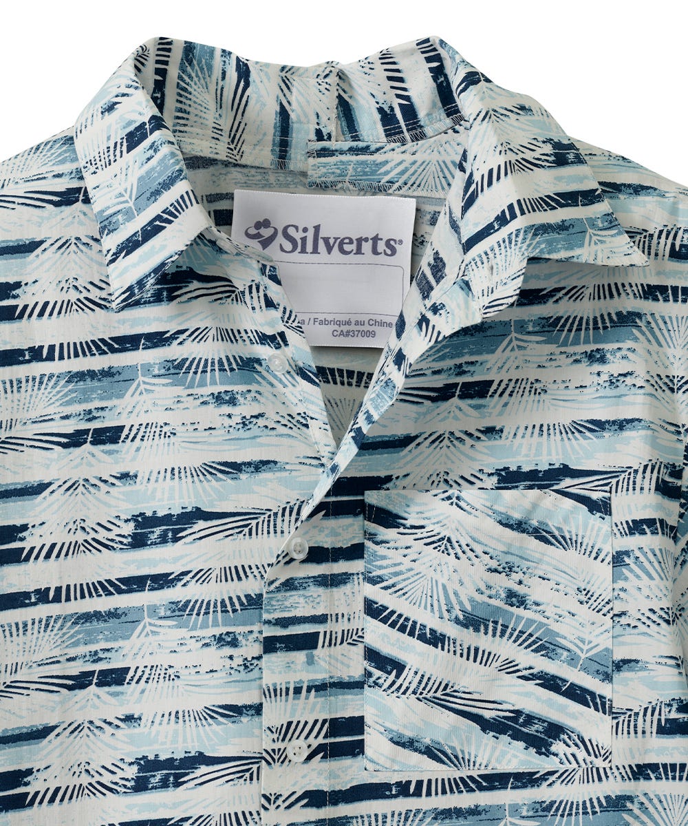 Men's Open Back Printed Short Sleeve Dress Shirt - Silverts 4