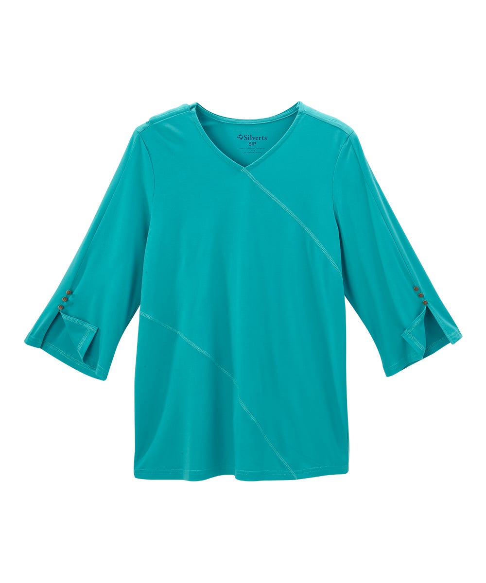 Women's Open Back Crepe V-Neck Top - Silverts 5