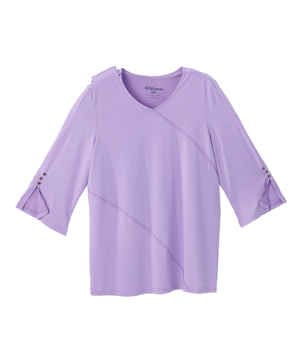 Women's Open Back Crepe V-Neck Top - Silverts 9