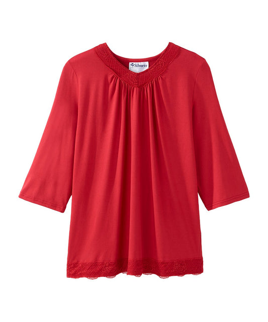 Women's Open Back Lace V-Neck Top - Silverts 1