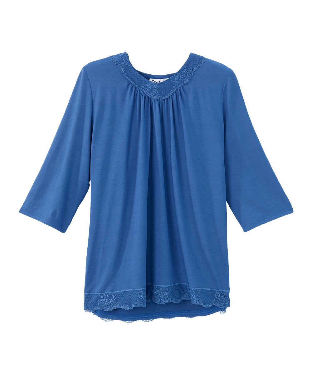 Women's Open Back Lace V-Neck Top - Silverts 5