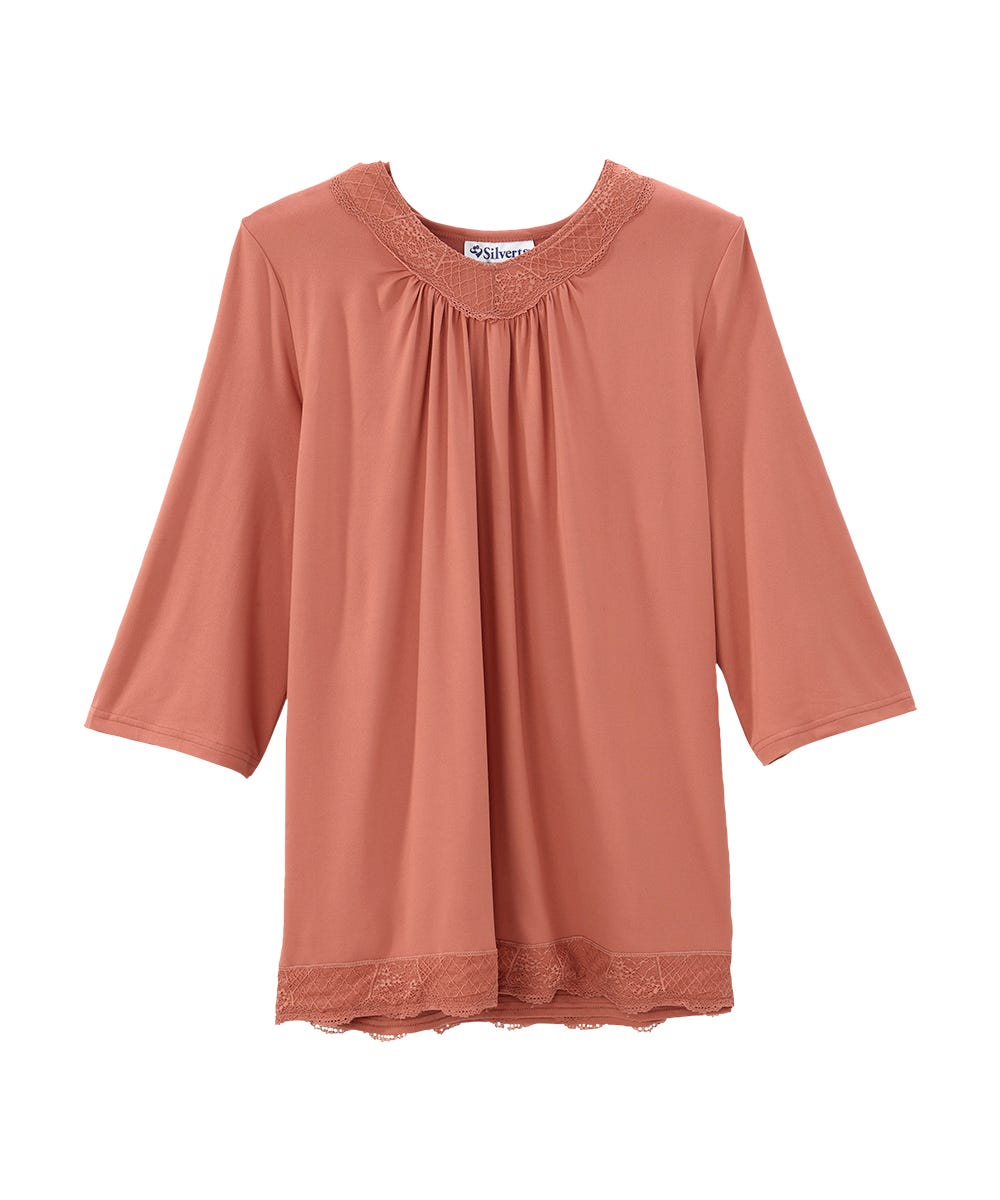 Women's Open Back Lace V-Neck Top - Silverts 17