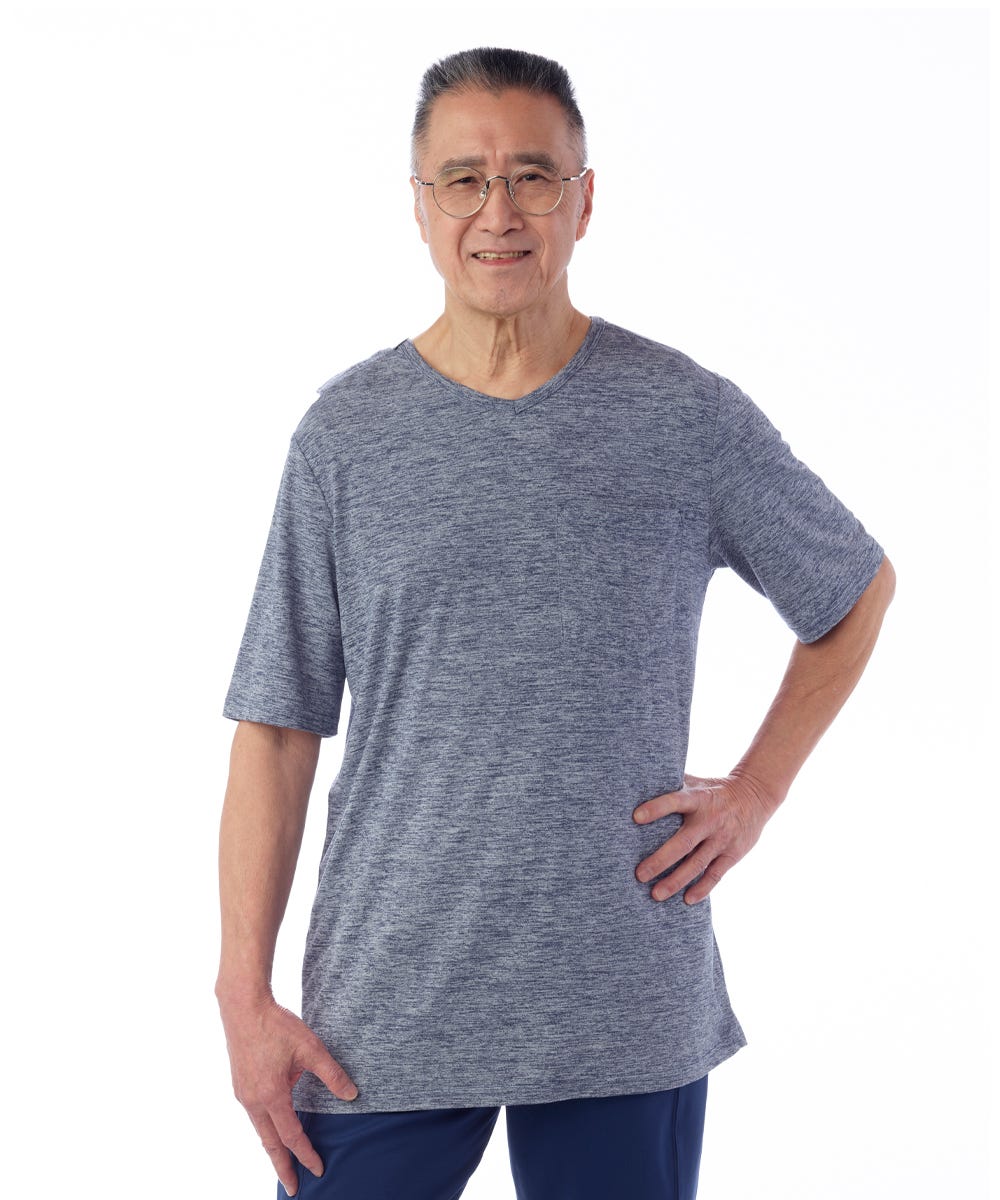 Men's Open Back V-Neck Pocket T-Shirt - Silverts 1