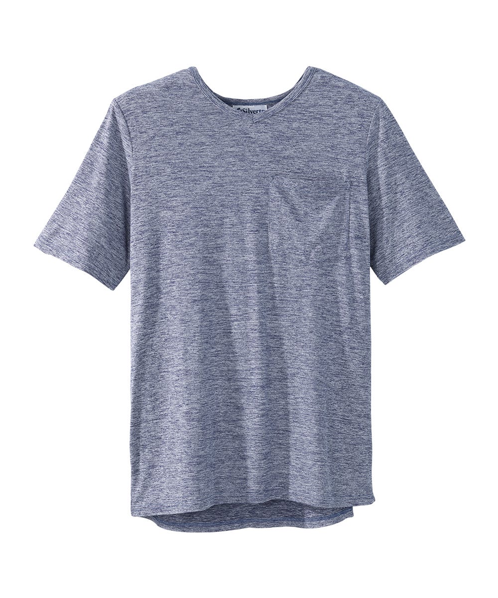 Men's Open Back V-Neck Pocket T-Shirt - Silverts 2