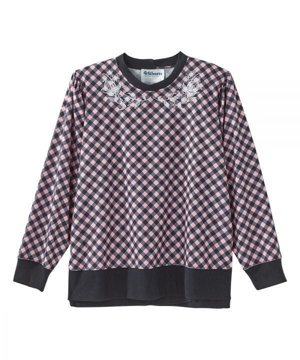 Women's Open Back Long Sleeve Embroidered Sweatshirt - Silverts 9